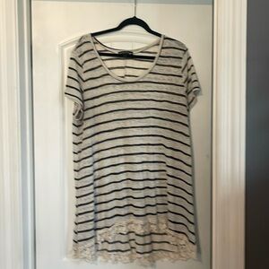White with black stripes, see through , short sleeve